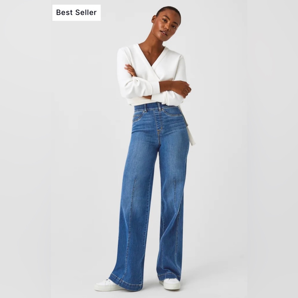 Seamed Front, Wide Leg Jeans